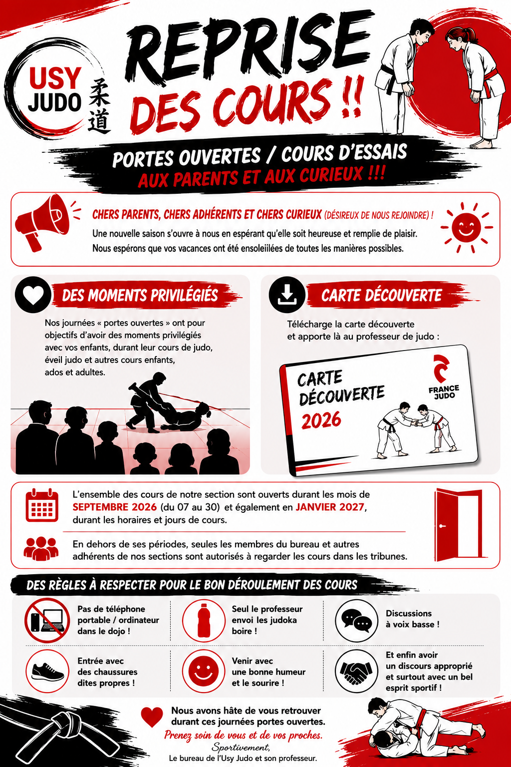 Reprise des cours septembre 2026